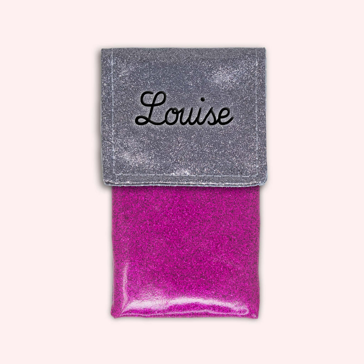 Pochette bicolore rabat Gris paillette