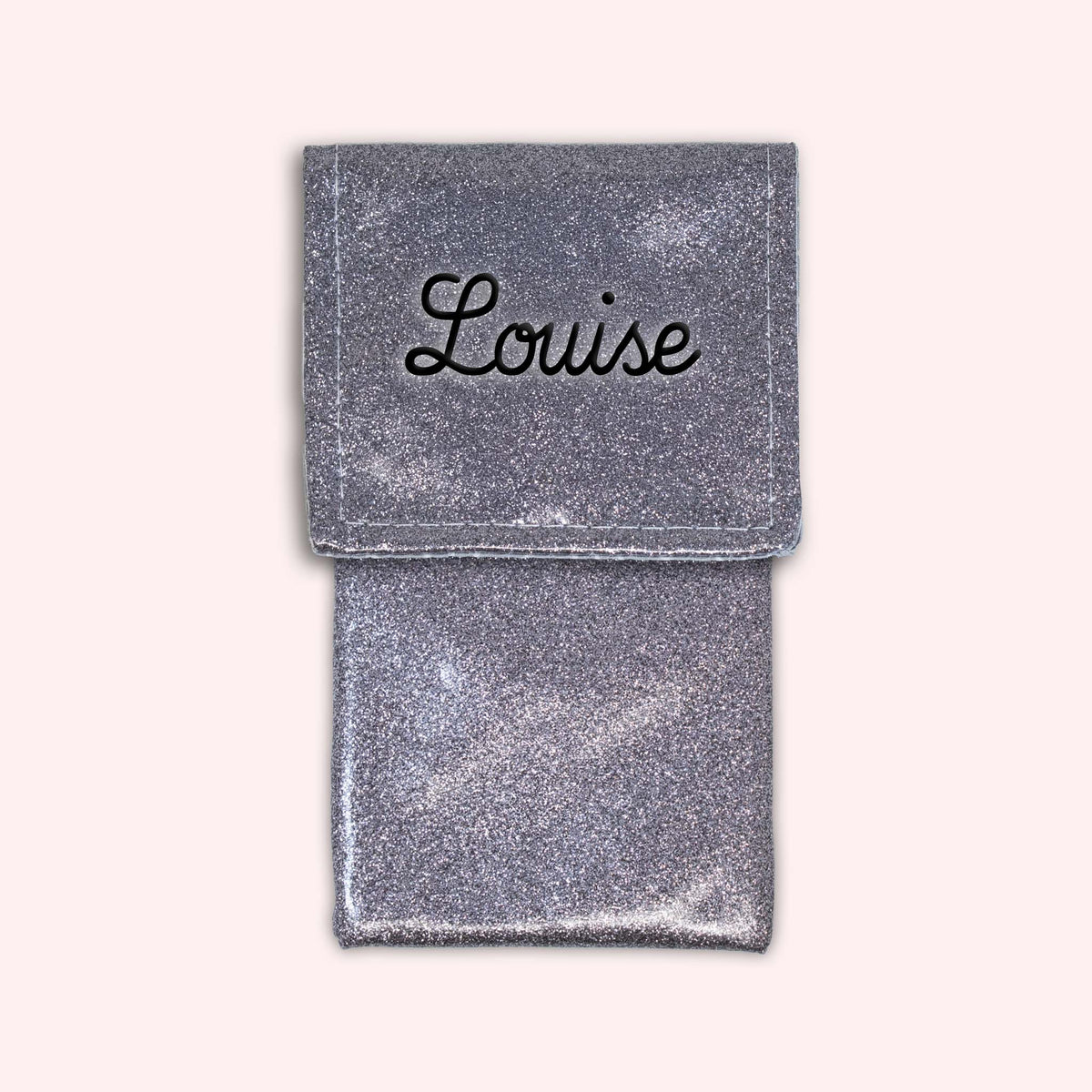 Pochette bicolore rabat Gris paillette
