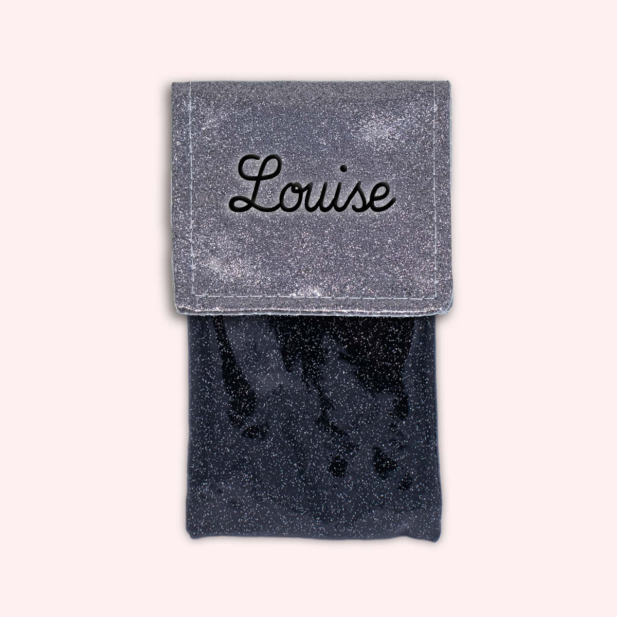 Pochette bicolore rabat Gris paillette