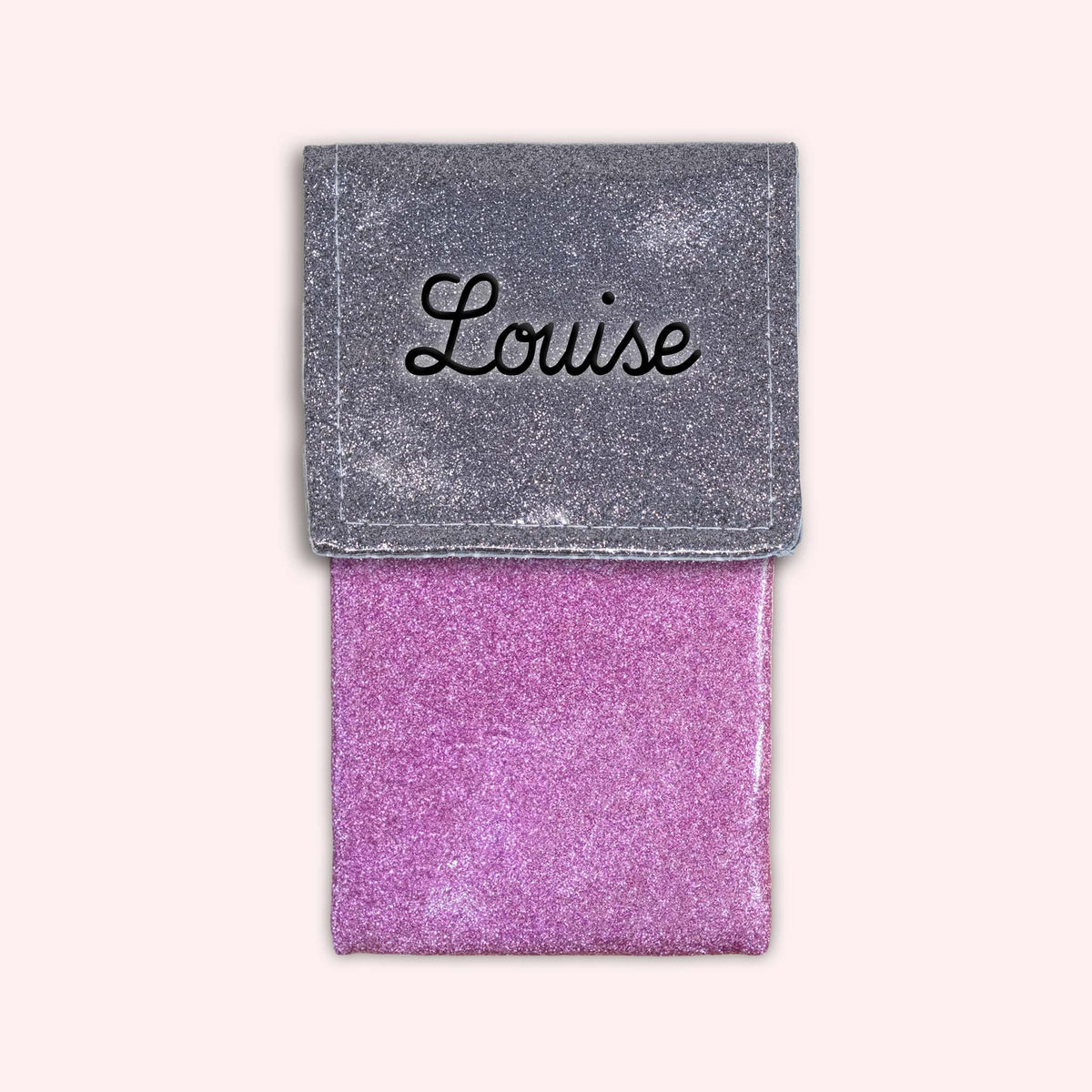 Pochette bicolore rabat Gris paillette