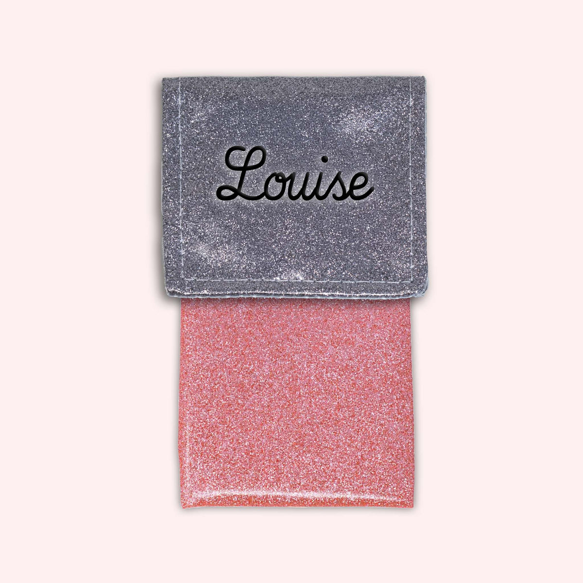 Pochette bicolore rabat Gris paillette