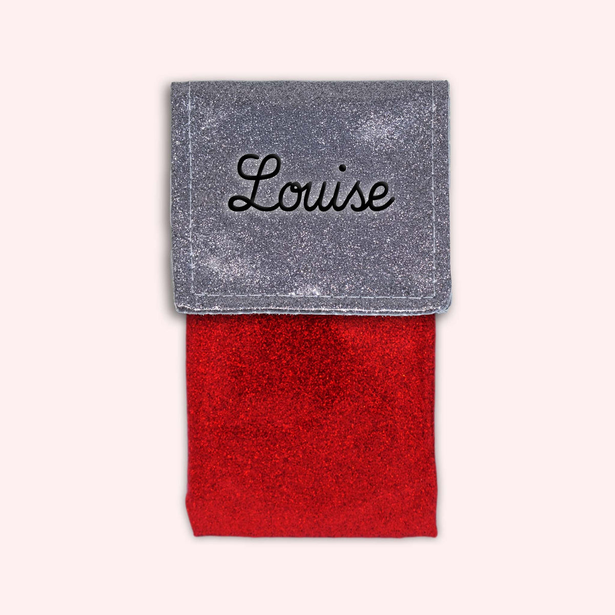 Pochette bicolore rabat Gris paillette