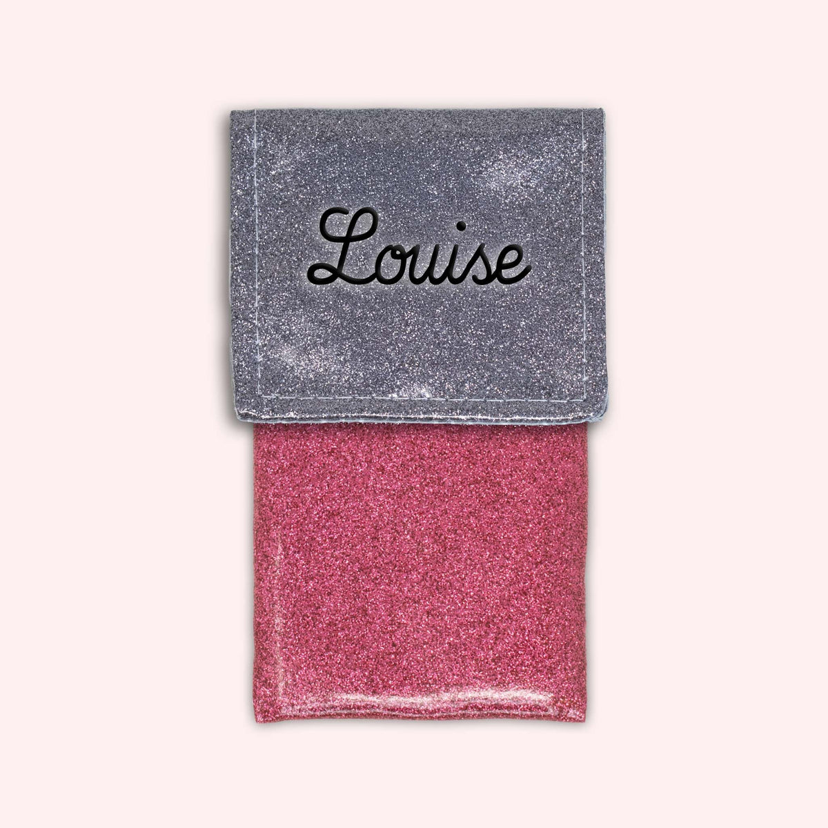 Pochette bicolore rabat Gris paillette