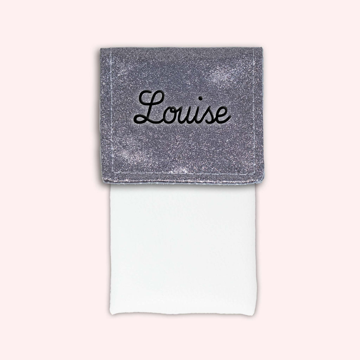 Pochette bicolore rabat Gris paillette