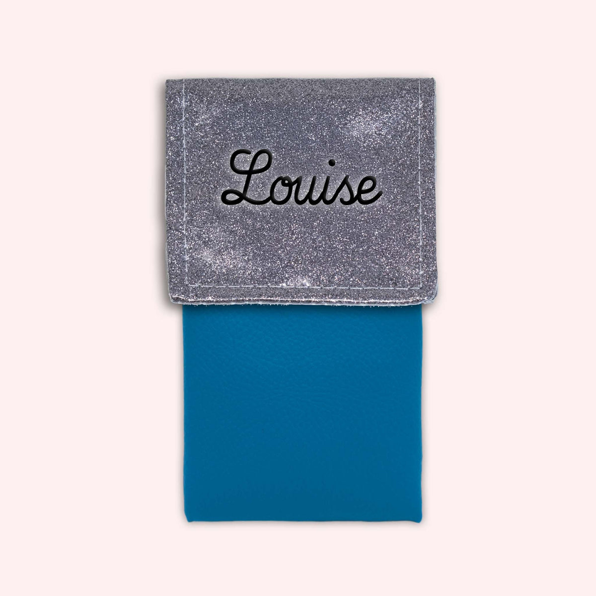 Pochette bicolore rabat Gris paillette