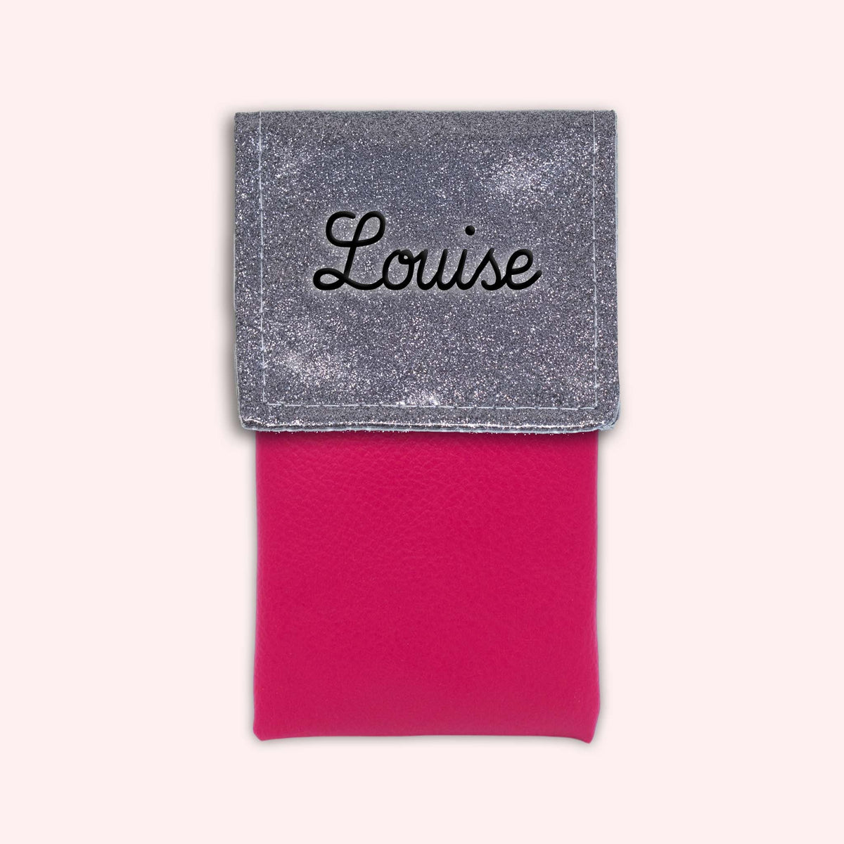 Pochette bicolore rabat Gris paillette