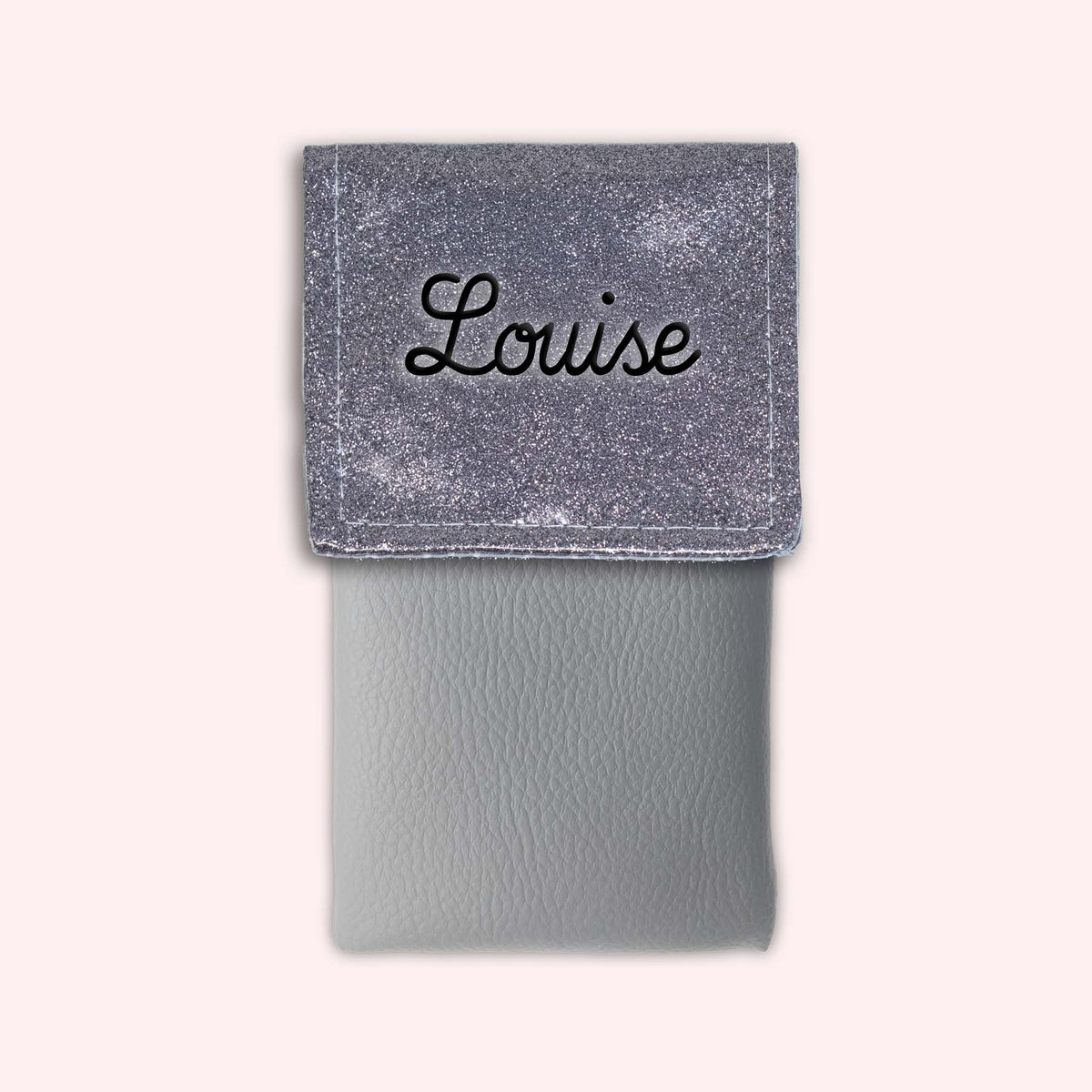 Pochette bicolore rabat Gris paillette