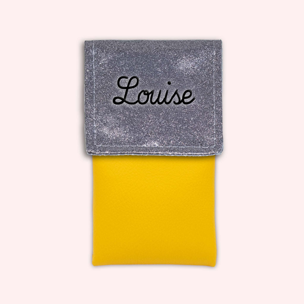 Pochette bicolore rabat Gris paillette