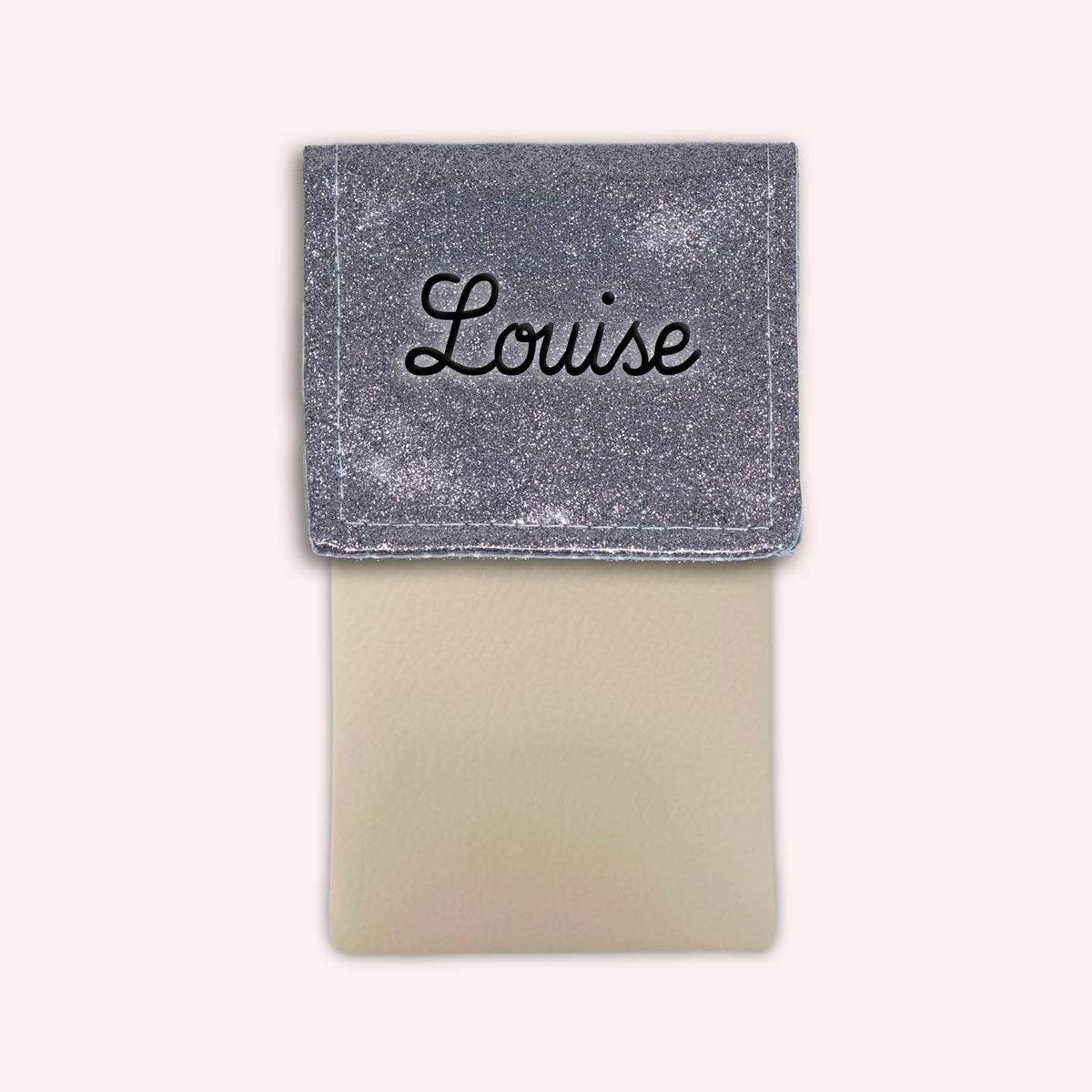 Pochette bicolore rabat Gris paillette