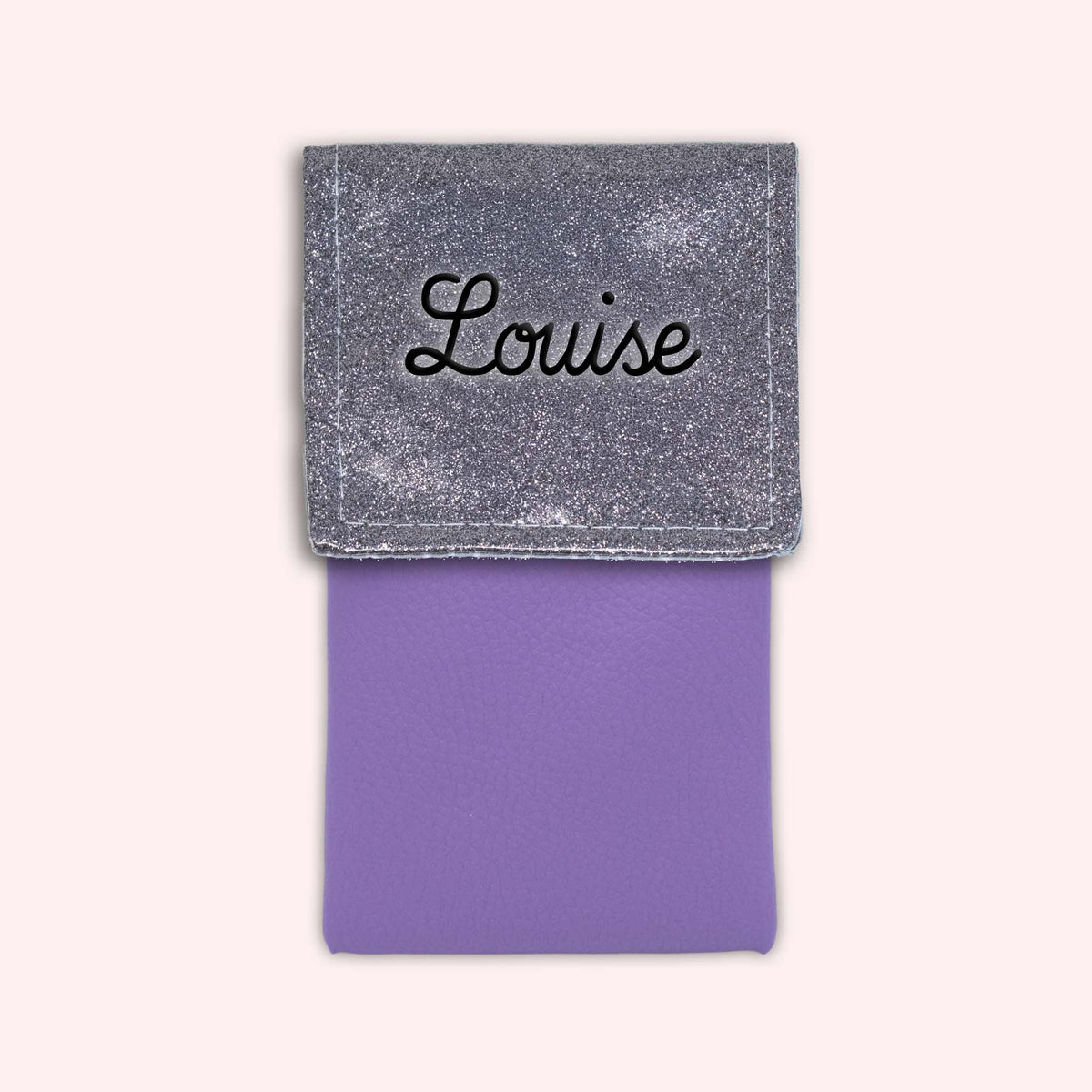 Pochette bicolore rabat Gris paillette
