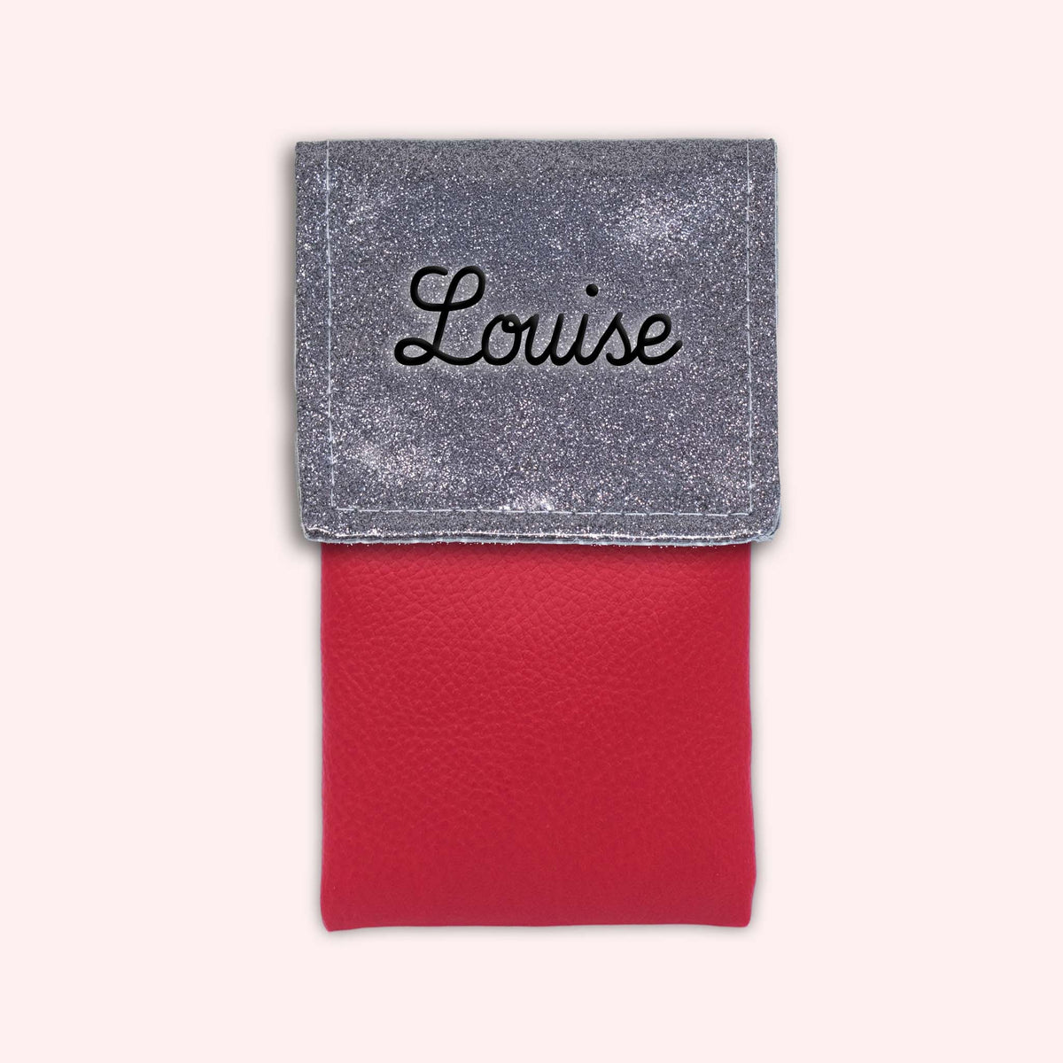 Pochette bicolore rabat Gris paillette