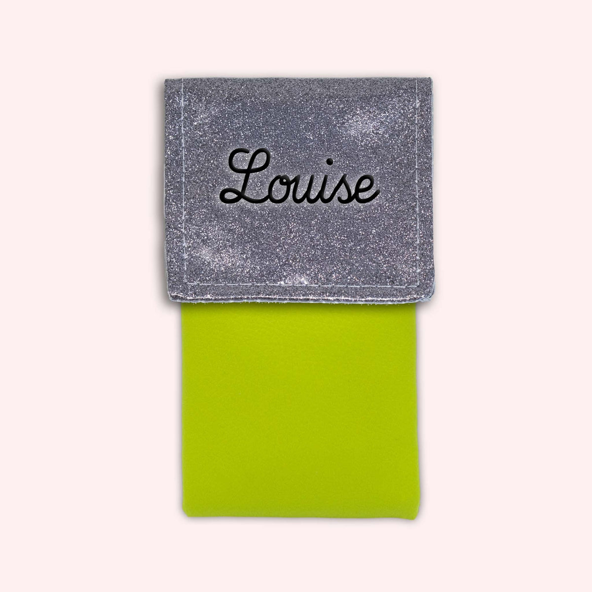 Pochette bicolore rabat Gris paillette