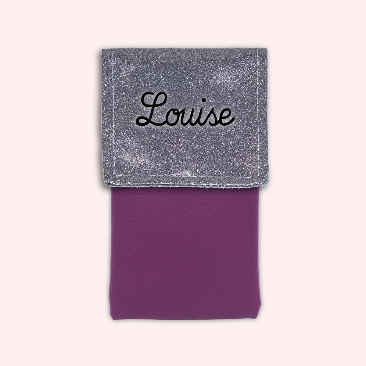 Pochette bicolore rabat Gris paillette