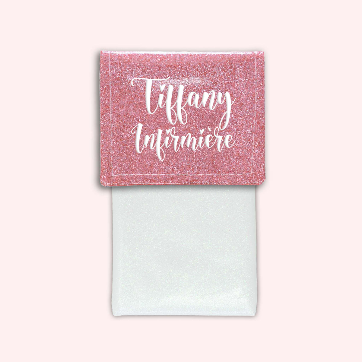 Pochette bicolore rabat Rose blush paillette