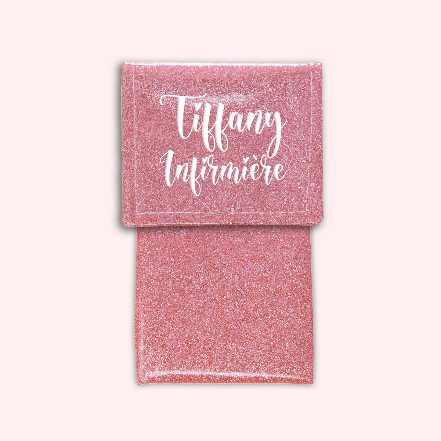 Pochette aimantée Rose Blush paillette