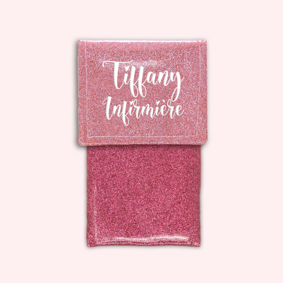 Pochette bicolore rabat Rose blush paillette