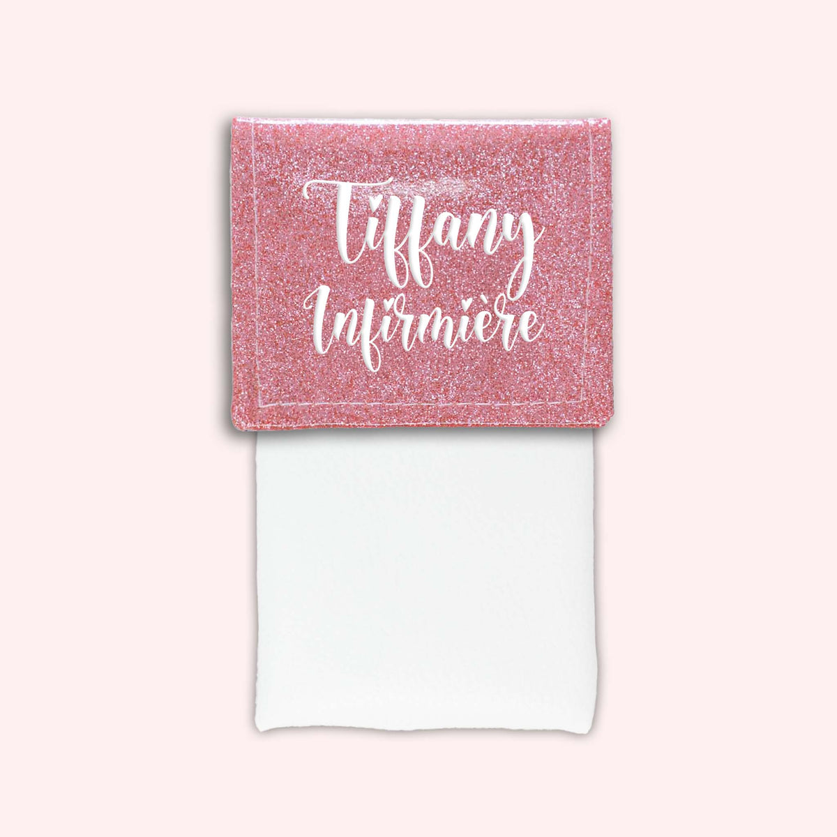Pochette bicolore rabat Rose blush paillette