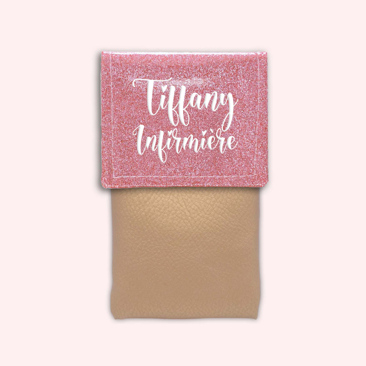 Pochette bicolore rabat Rose blush paillette