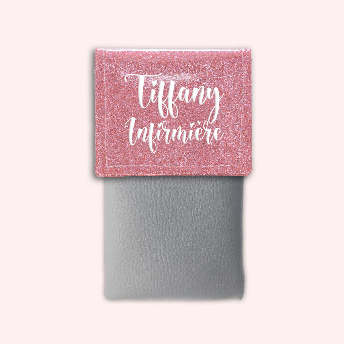 Pochette bicolore rabat Rose blush paillette