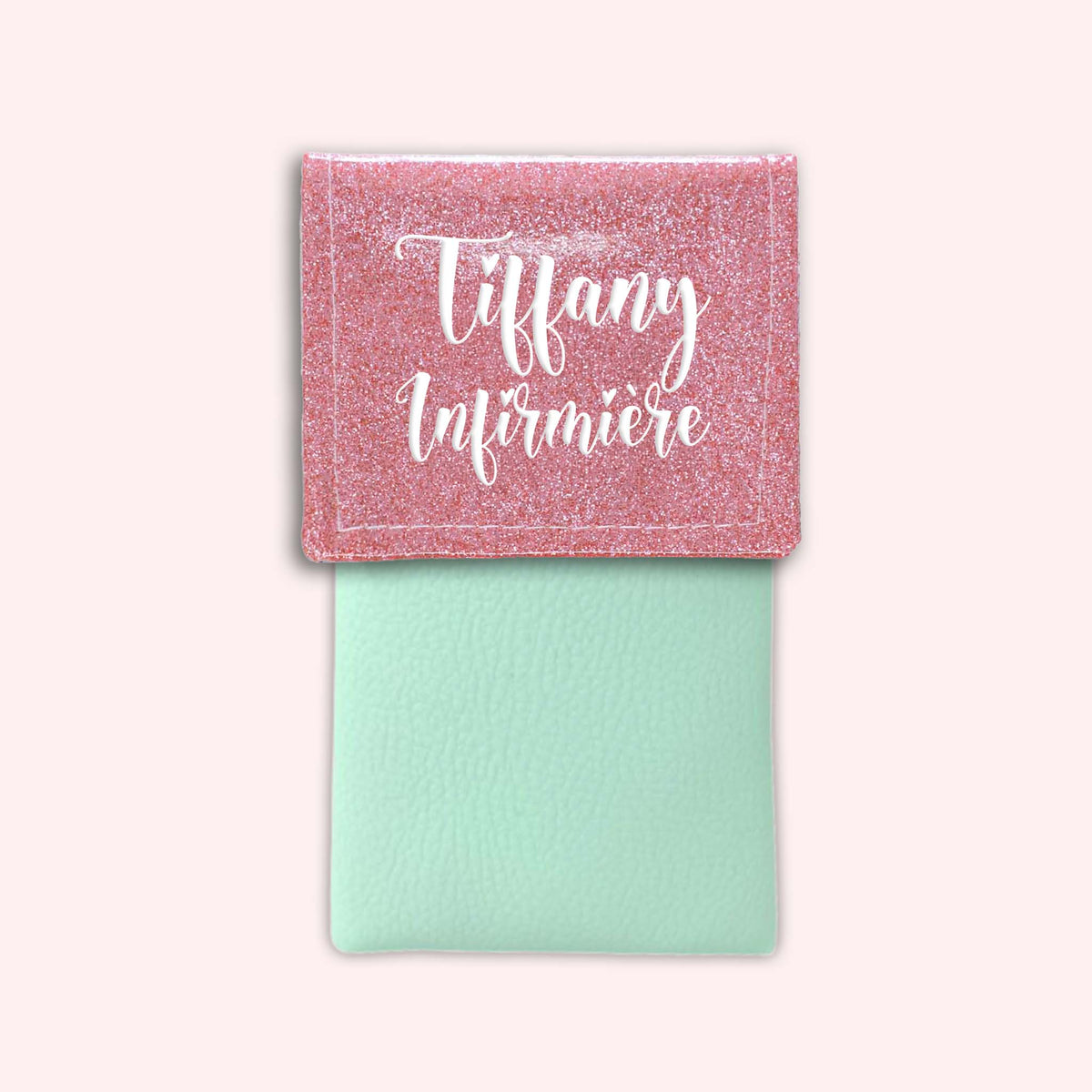 Pochette bicolore rabat Rose blush paillette