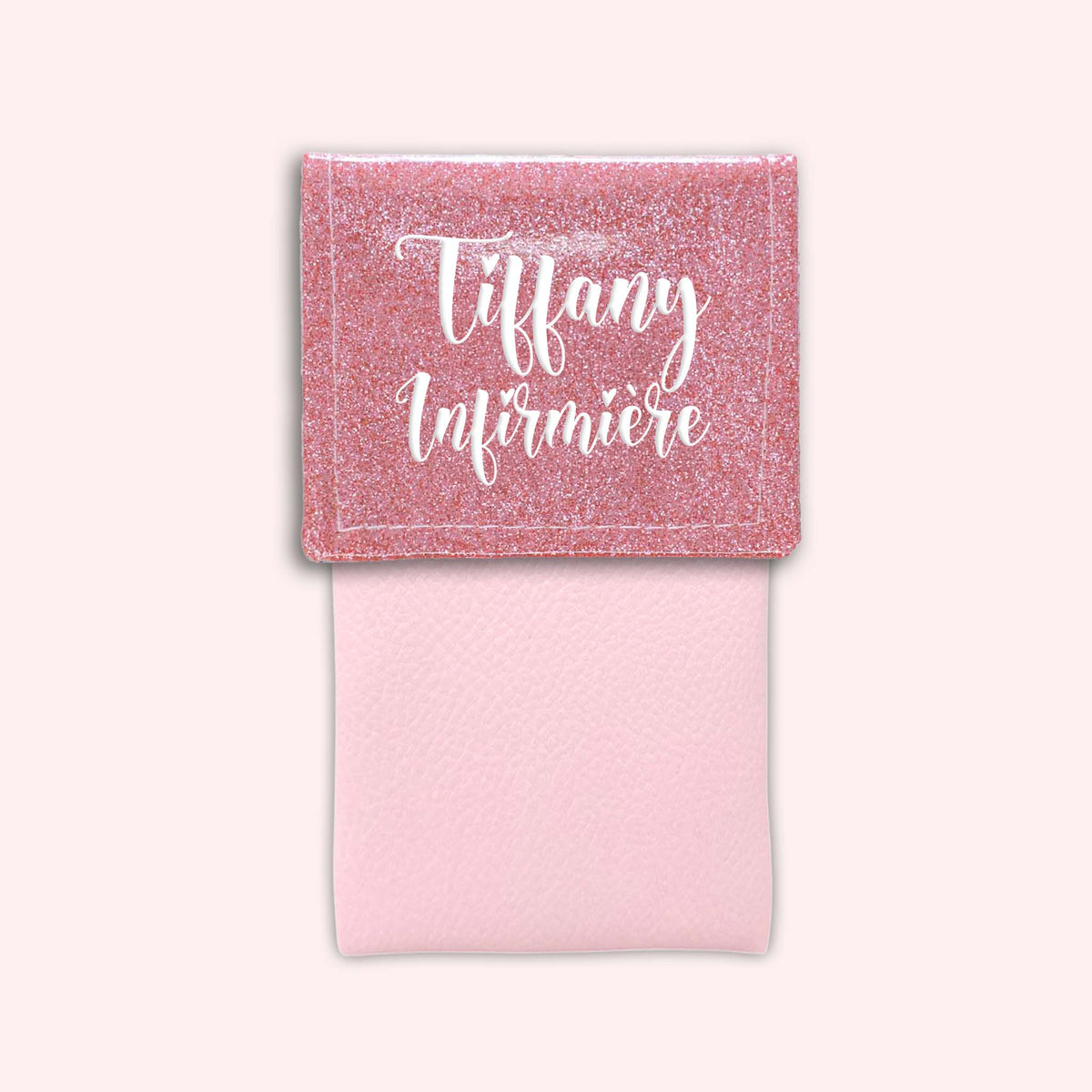 Pochette bicolore rabat Rose blush paillette