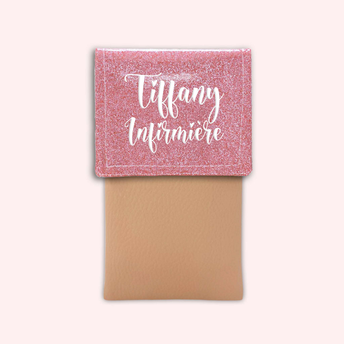 Pochette bicolore rabat Rose blush paillette