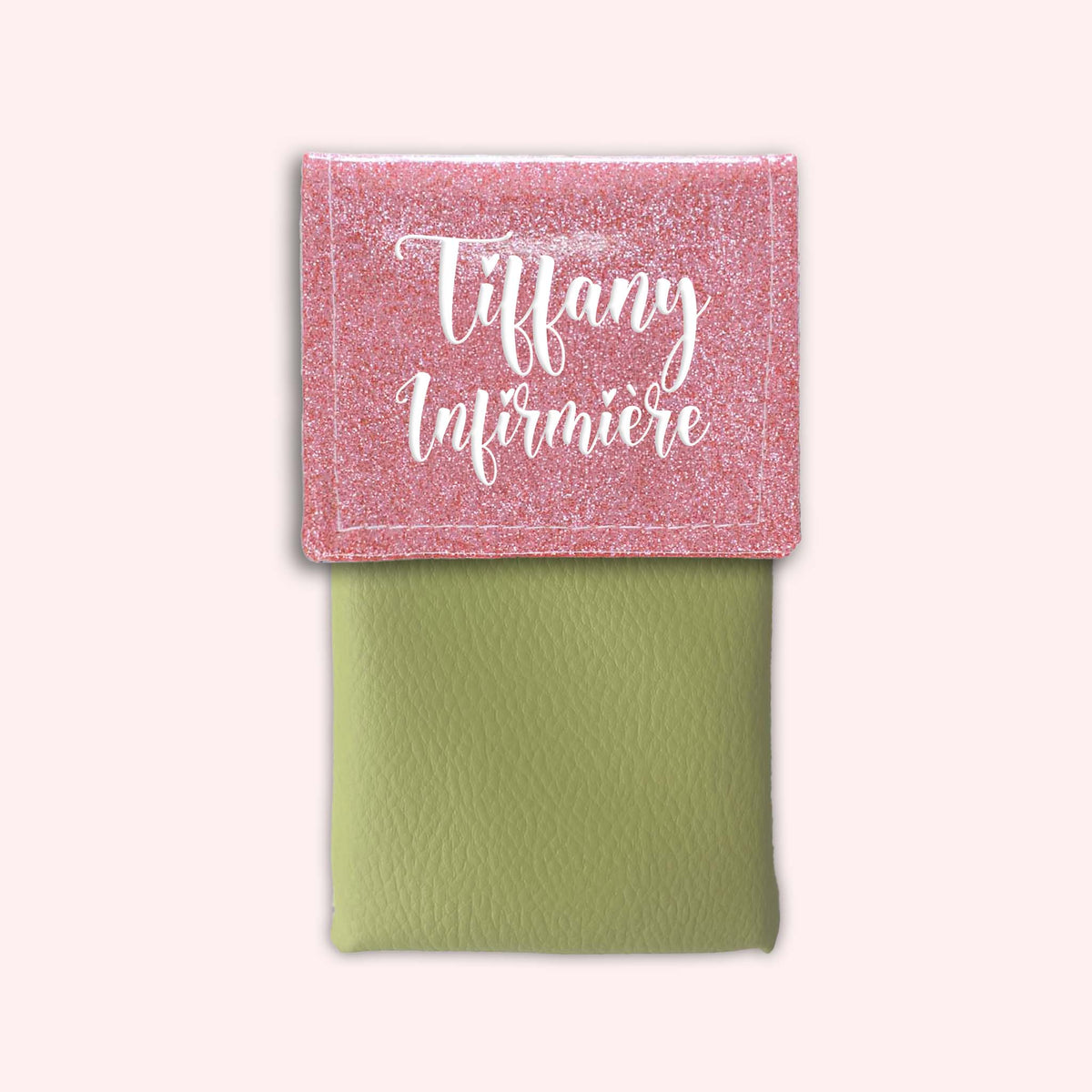 Pochette bicolore rabat Rose blush paillette