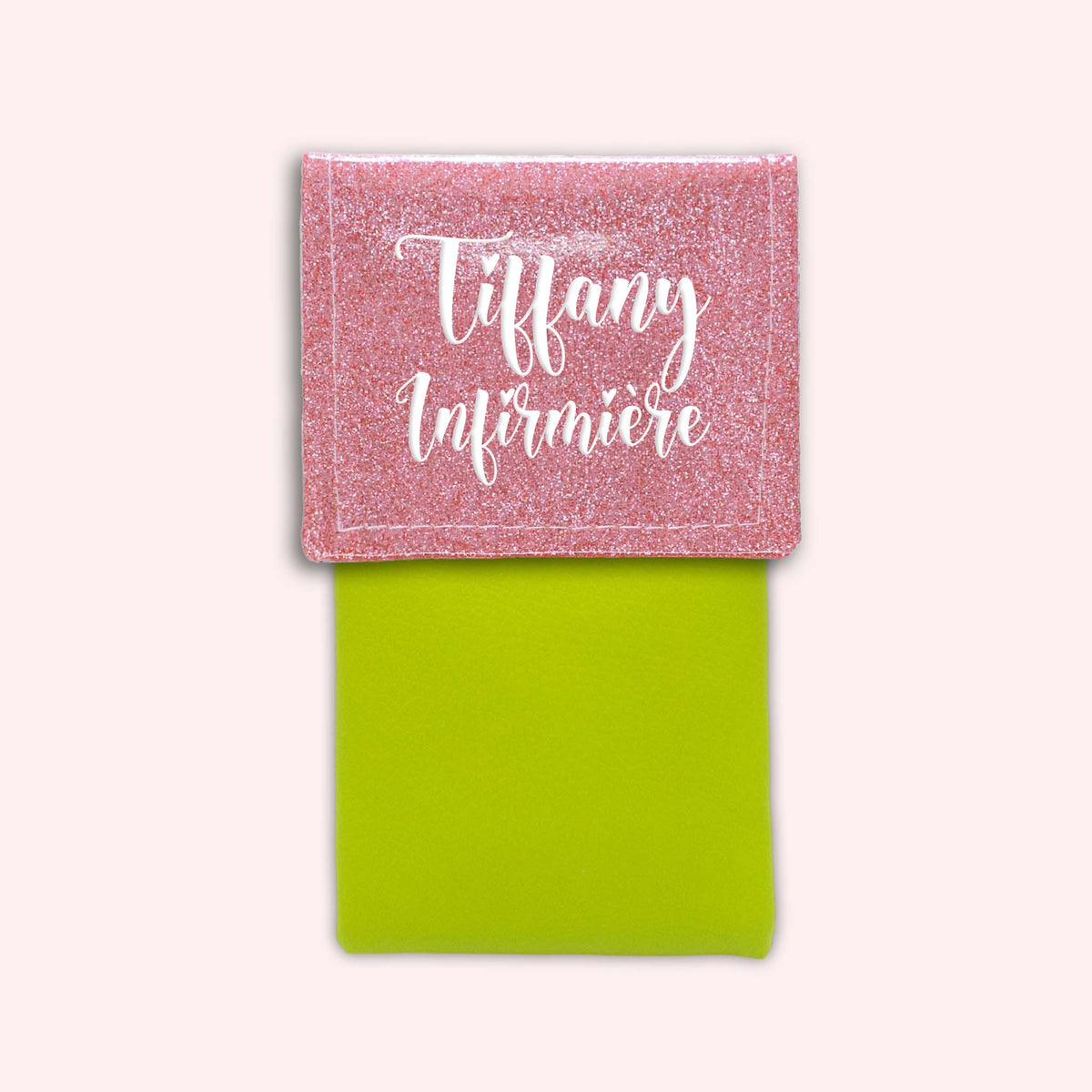 Pochette bicolore rabat Rose blush paillette