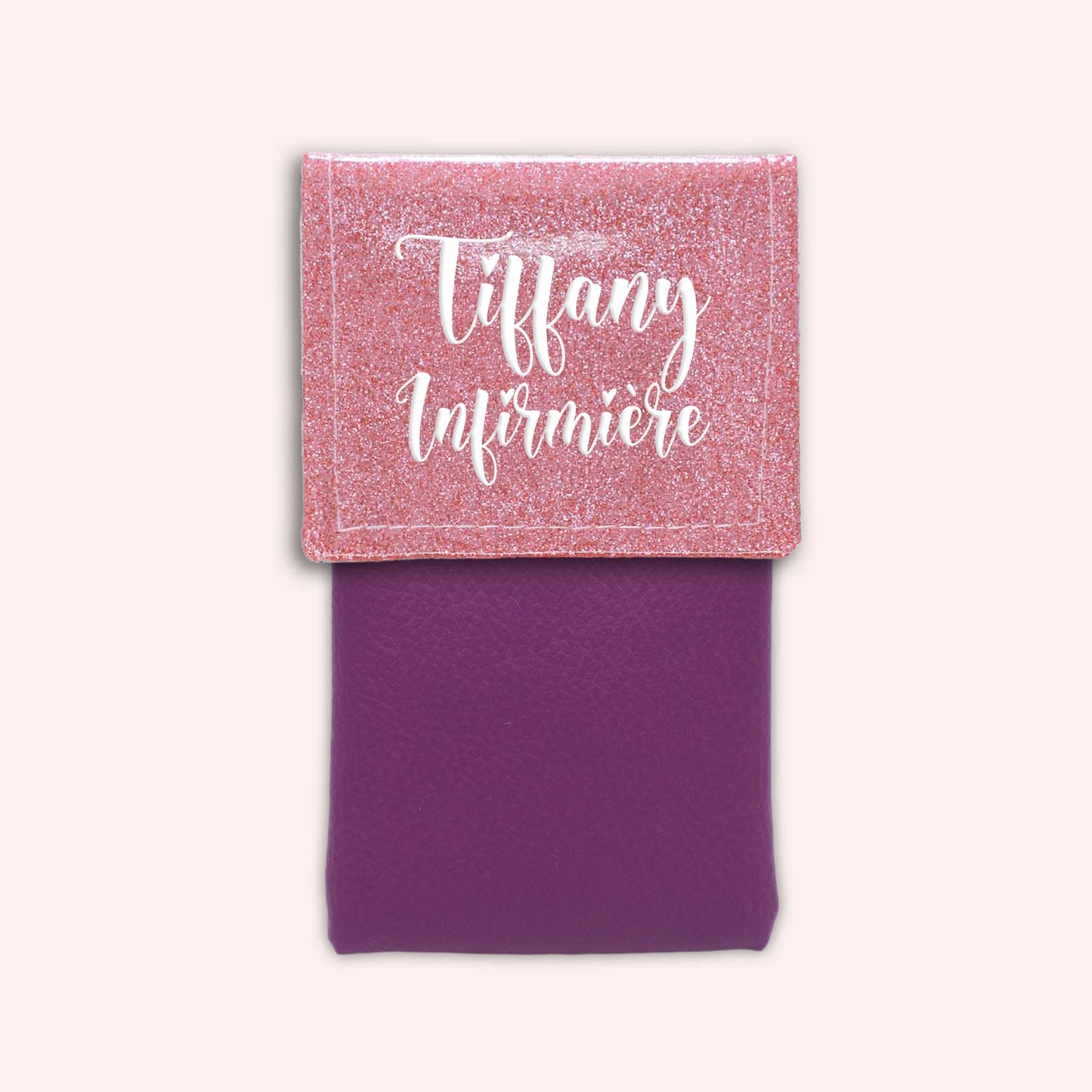 Pochette bicolore rabat Rose blush paillette