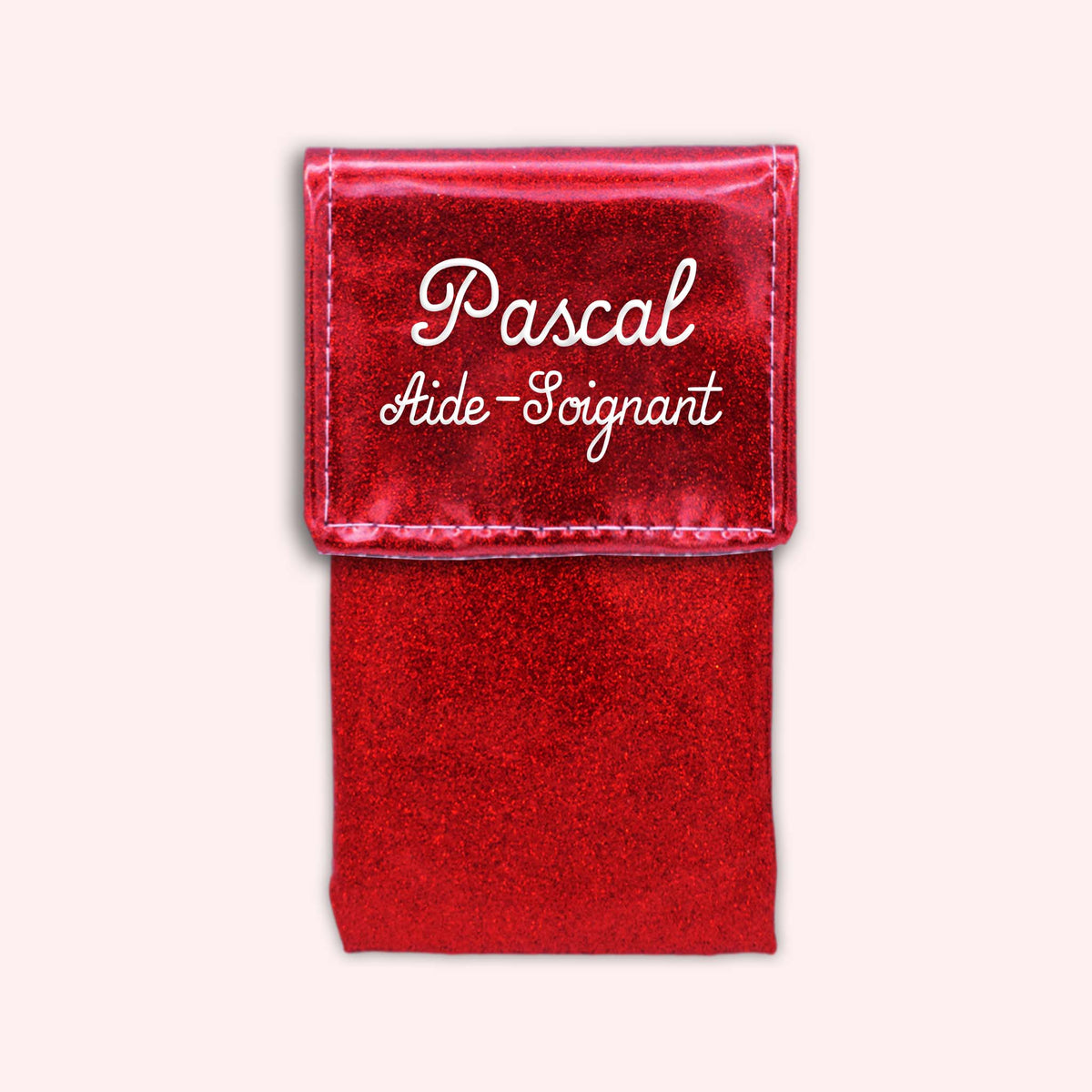 Pochette bicolore rabat Rouge paillette