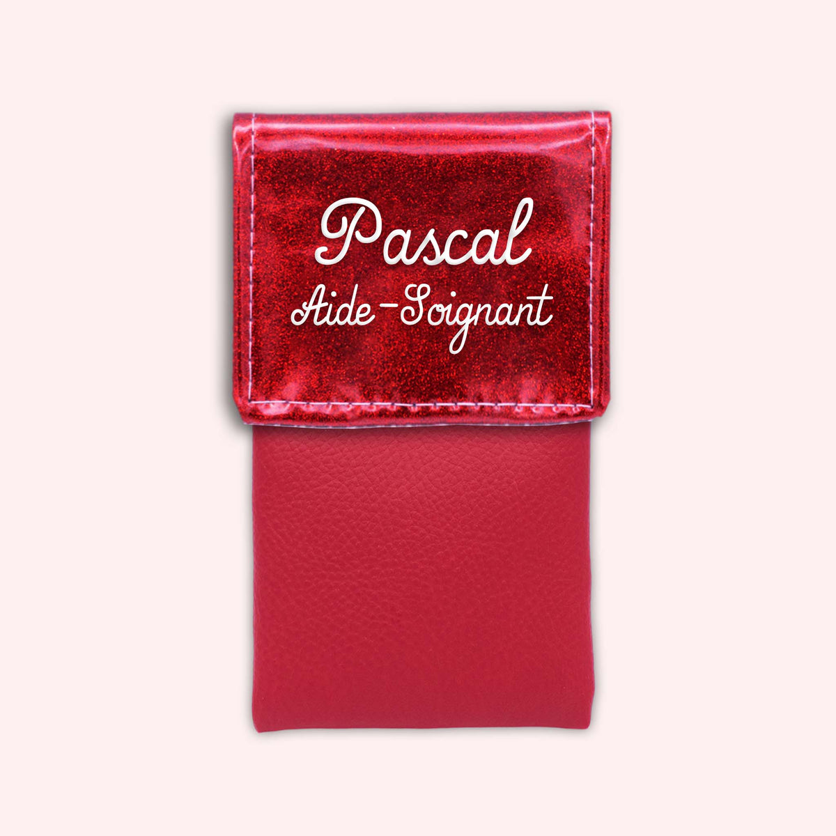 Pochette bicolore rabat Rouge paillette