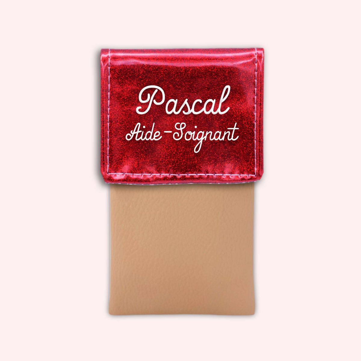 Pochette bicolore rabat Rouge paillette