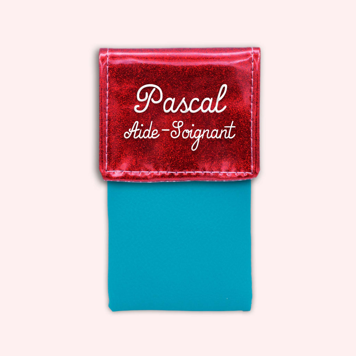 Pochette bicolore rabat Rouge paillette