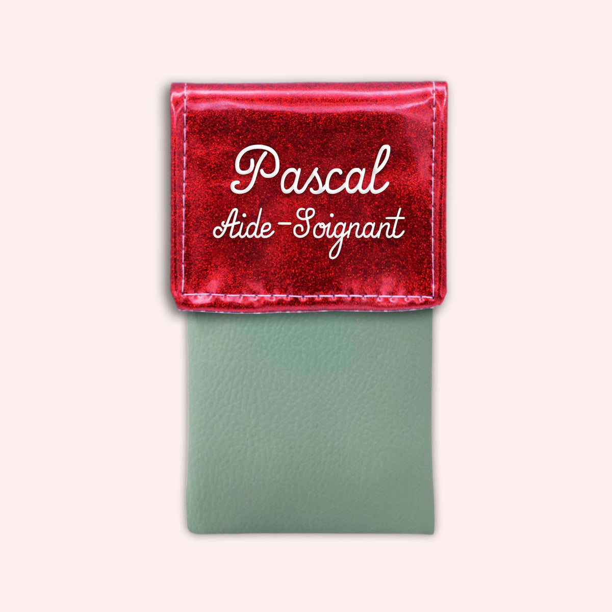 Pochette bicolore rabat Rouge paillette