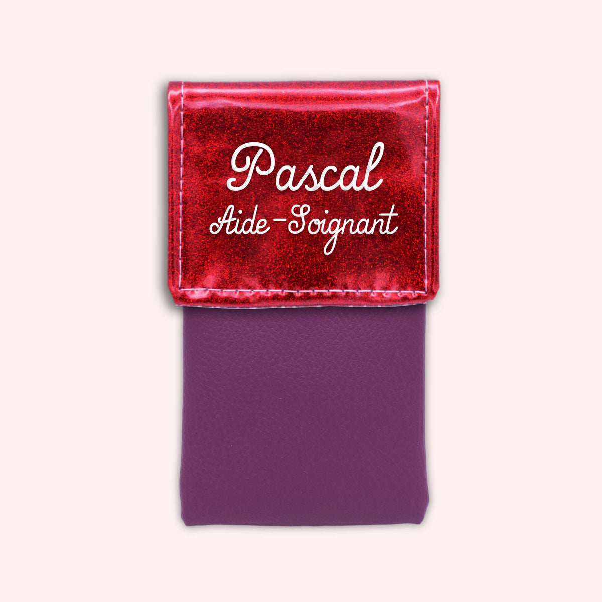 Pochette bicolore rabat Rouge paillette