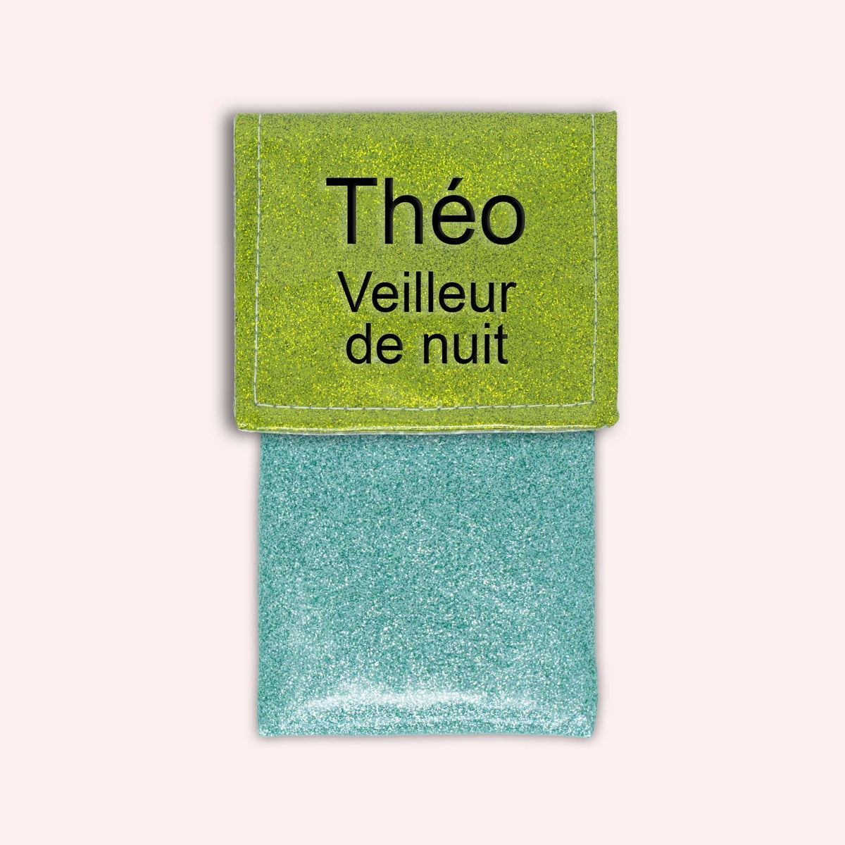 Pochette bicolore rabat Vert paillette