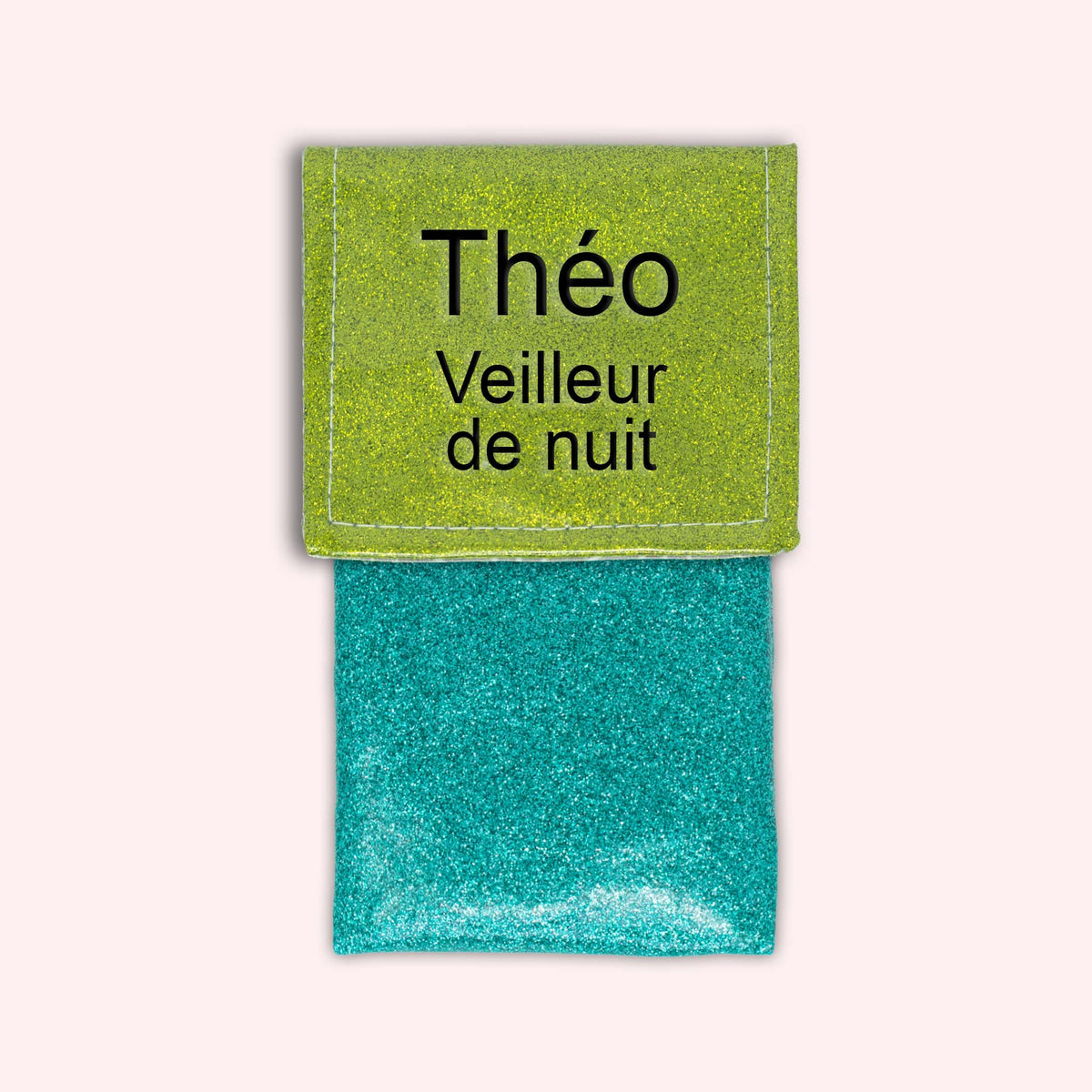 Pochette bicolore rabat Vert paillette