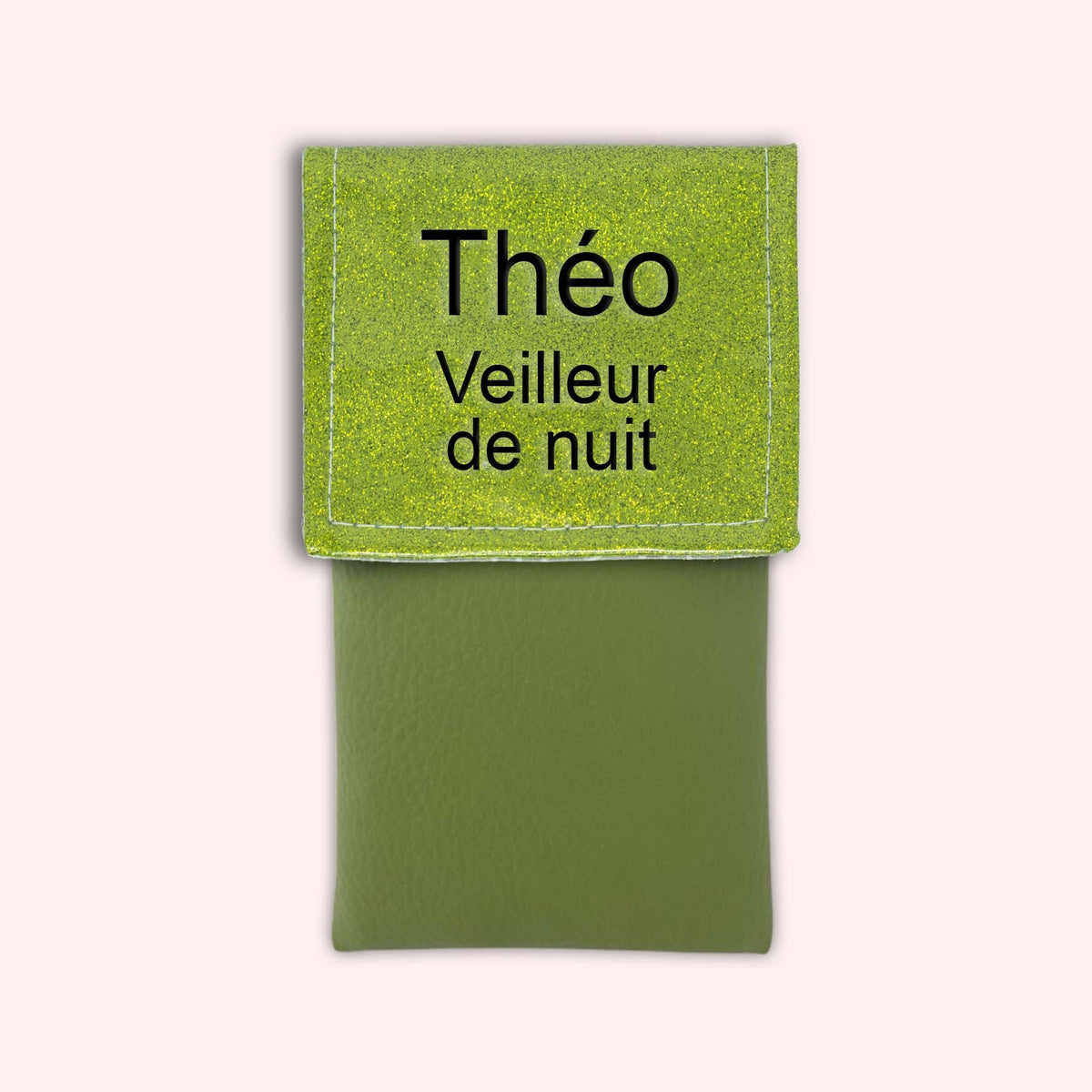 Pochette bicolore rabat Vert paillette