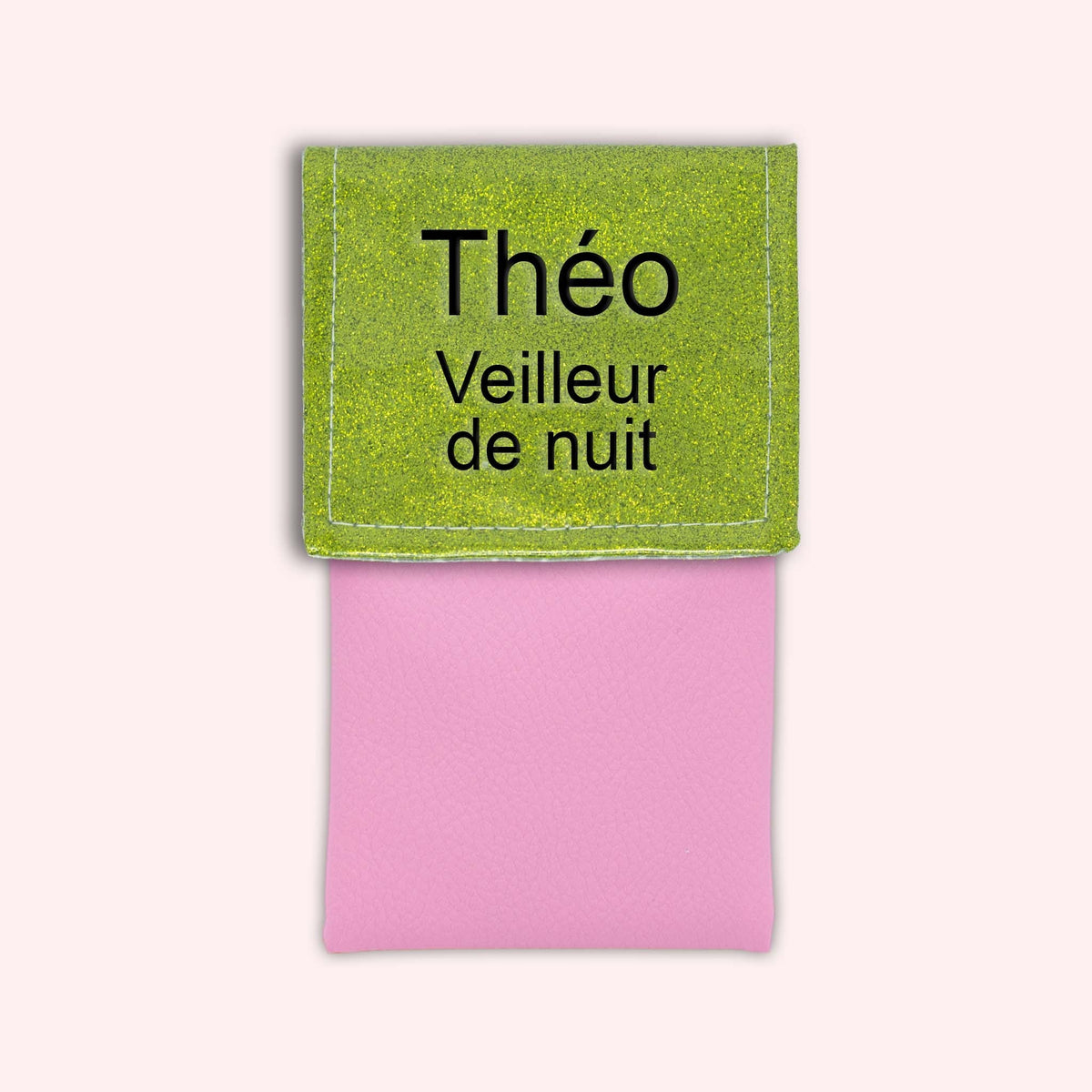 Pochette bicolore rabat Vert paillette