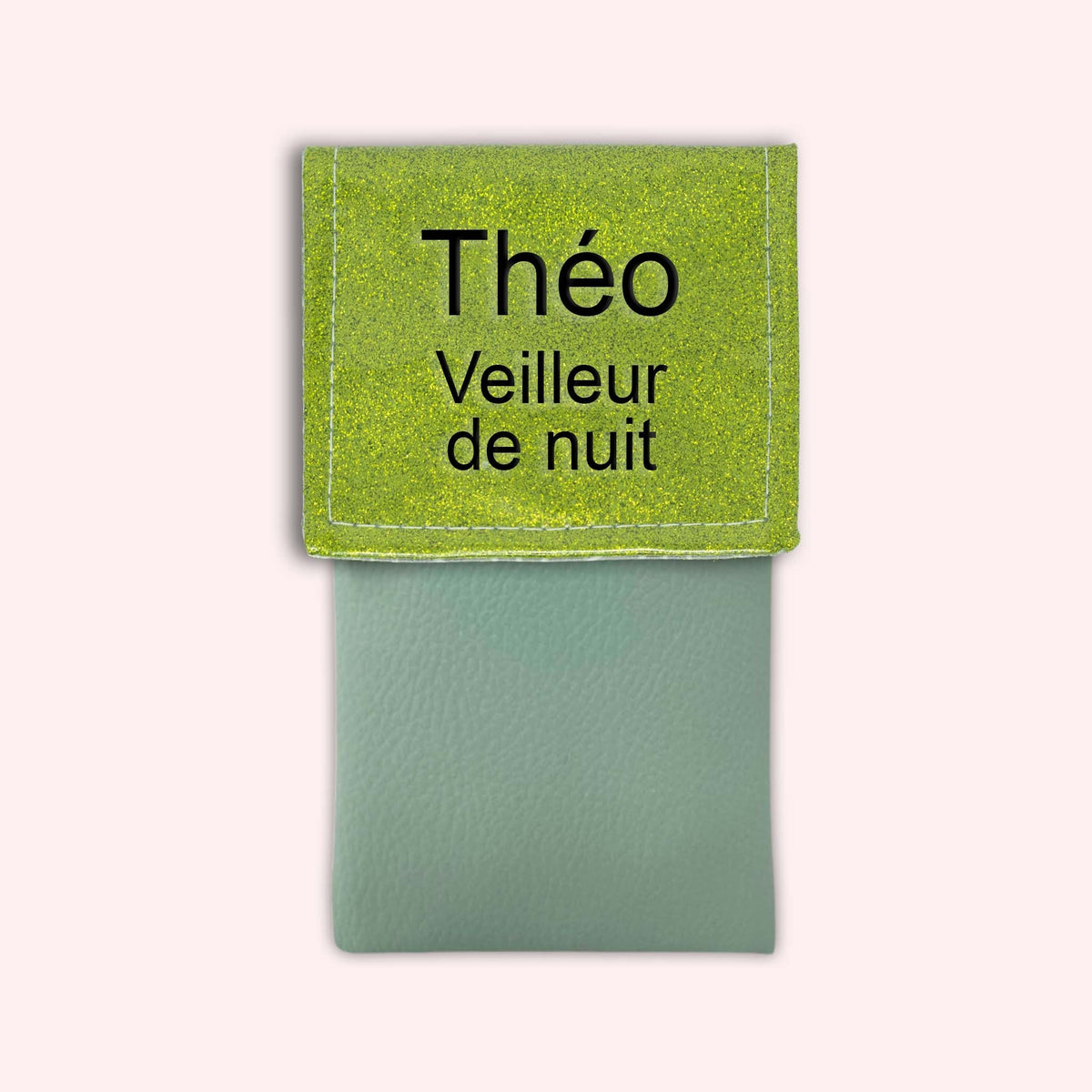 Pochette bicolore rabat Vert paillette