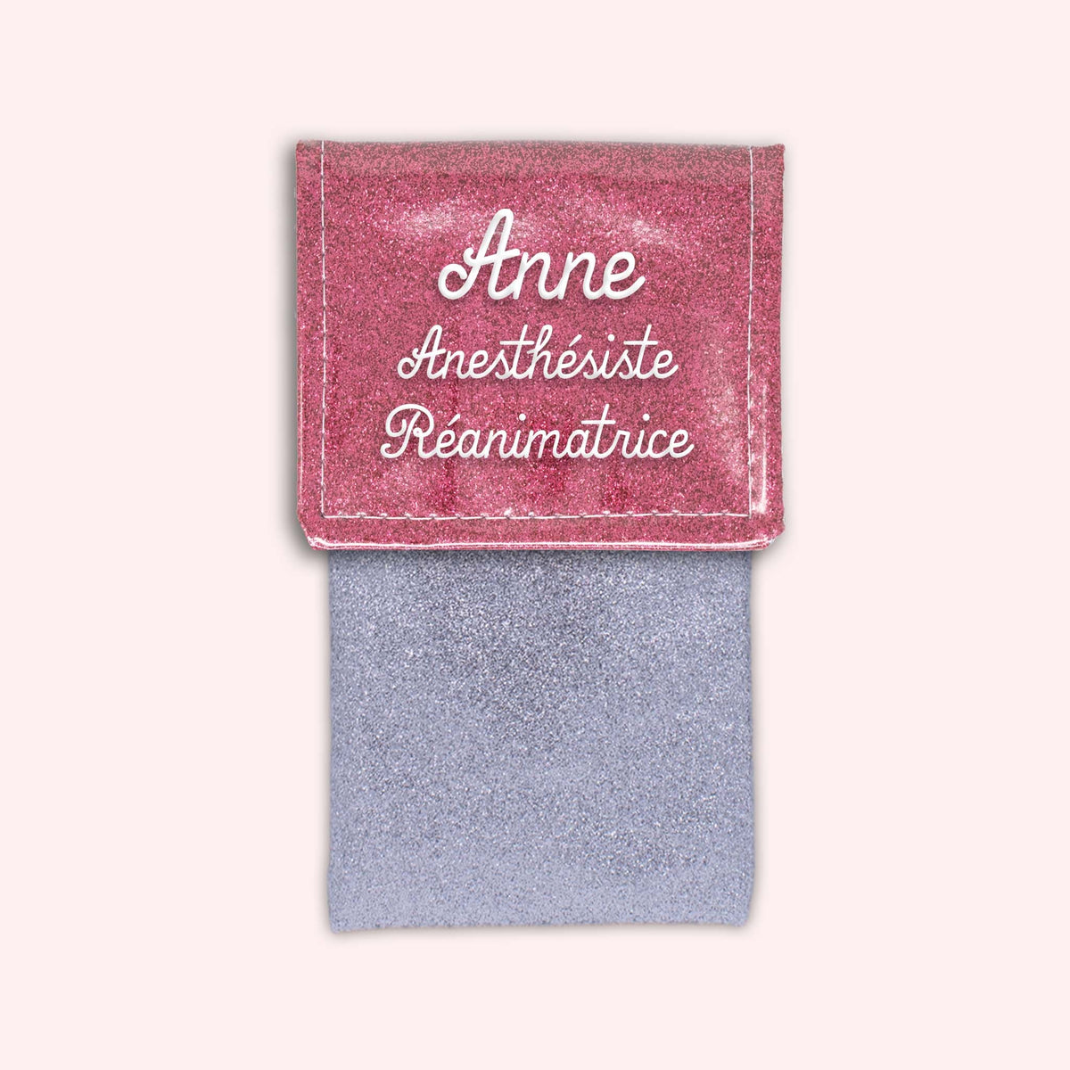 Pochette bicolore rabat Vieux rose Paillette
