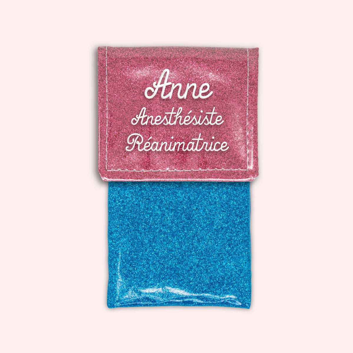 Pochette bicolore rabat Vieux rose Paillette
