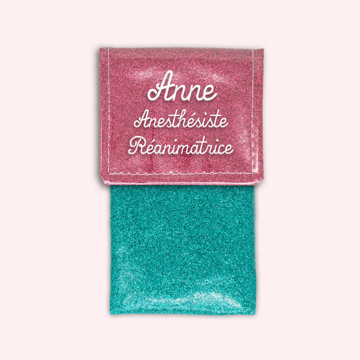 Pochette bicolore rabat Vieux rose Paillette