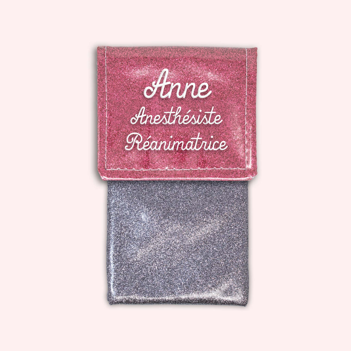 Pochette bicolore rabat Vieux rose Paillette