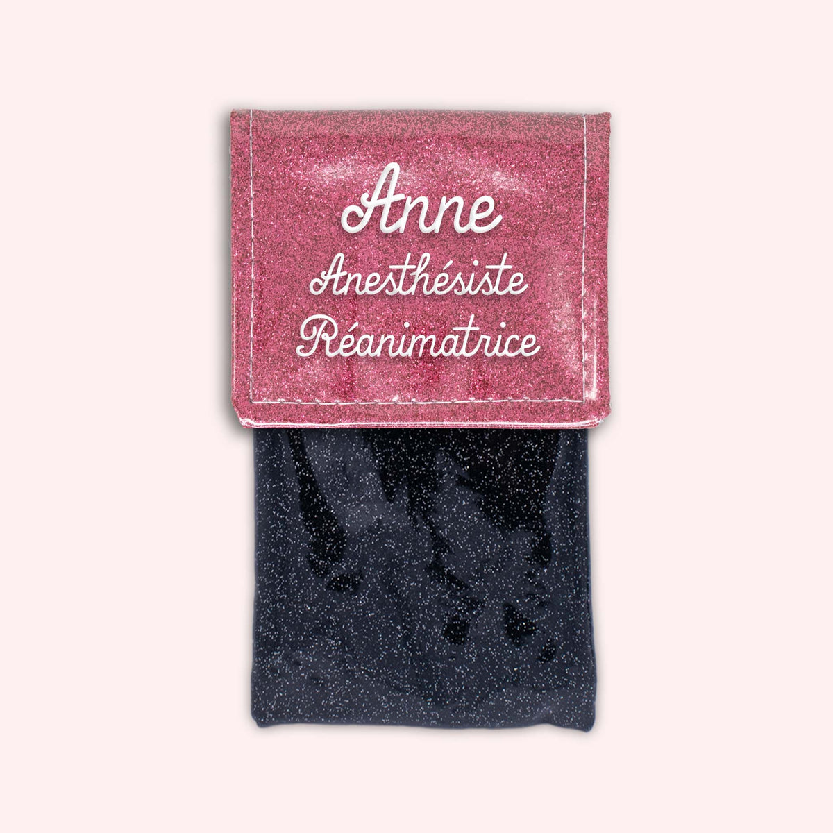 Pochette bicolore rabat Vieux rose Paillette