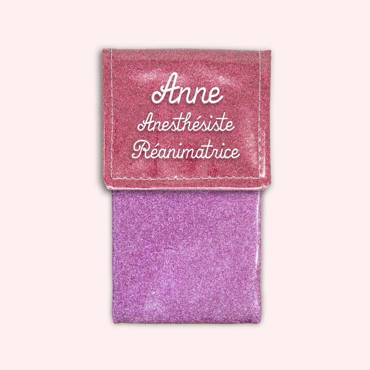 Pochette bicolore rabat Vieux rose Paillette