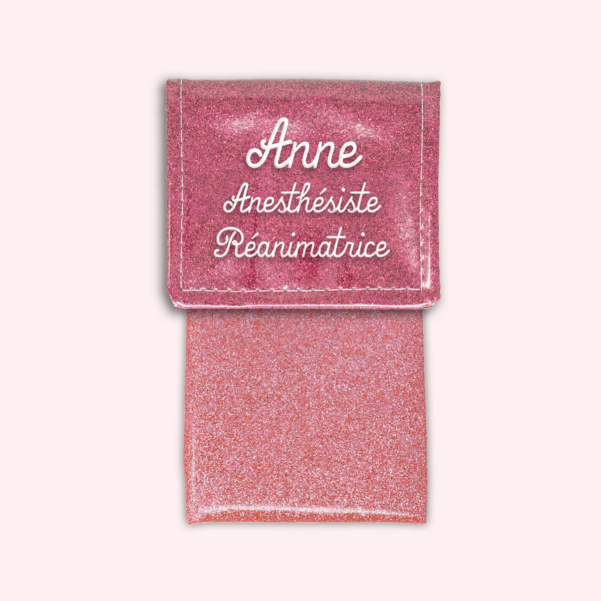Pochette bicolore rabat Vieux rose Paillette