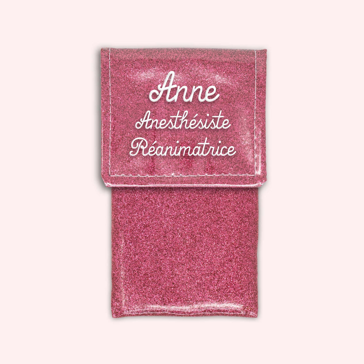 Pochette bicolore rabat Vieux rose Paillette