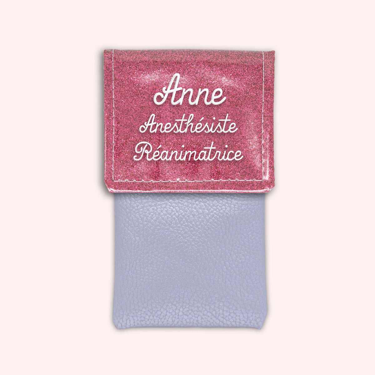 Pochette bicolore rabat Vieux rose Paillette