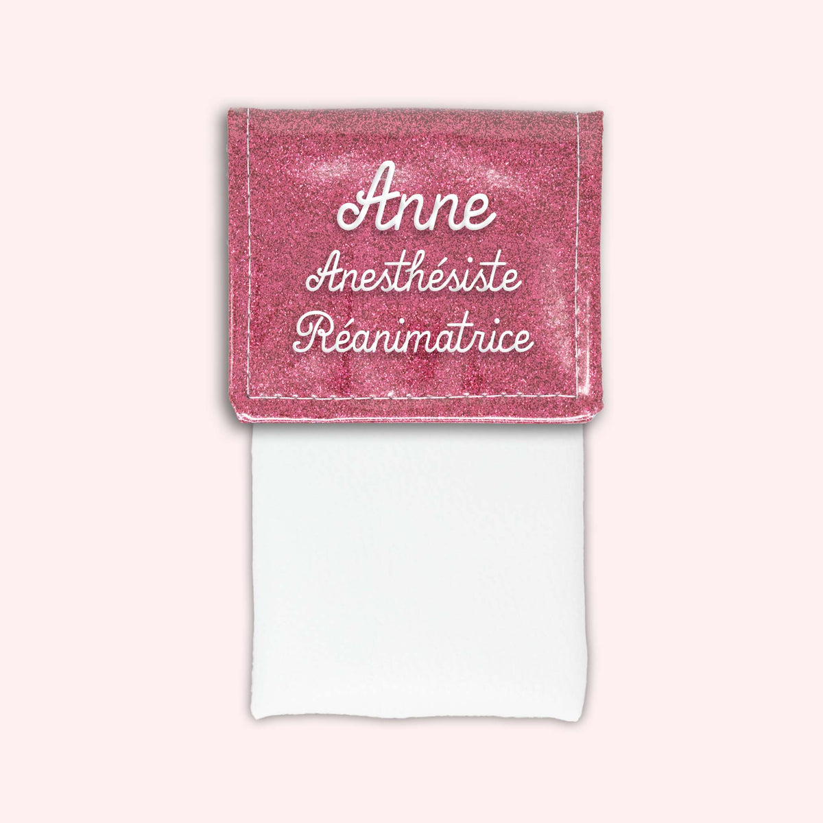 Pochette bicolore rabat Vieux rose Paillette